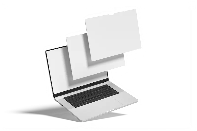 Laptop showing a website layout